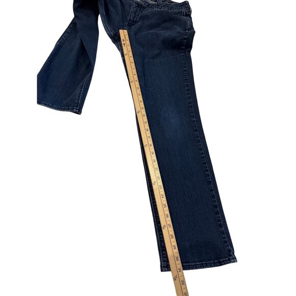 Levis 525 Jeans Womens 14 M Blue Perfect Waist Straight Leg Stretch Distressed - Picture 8 of 11